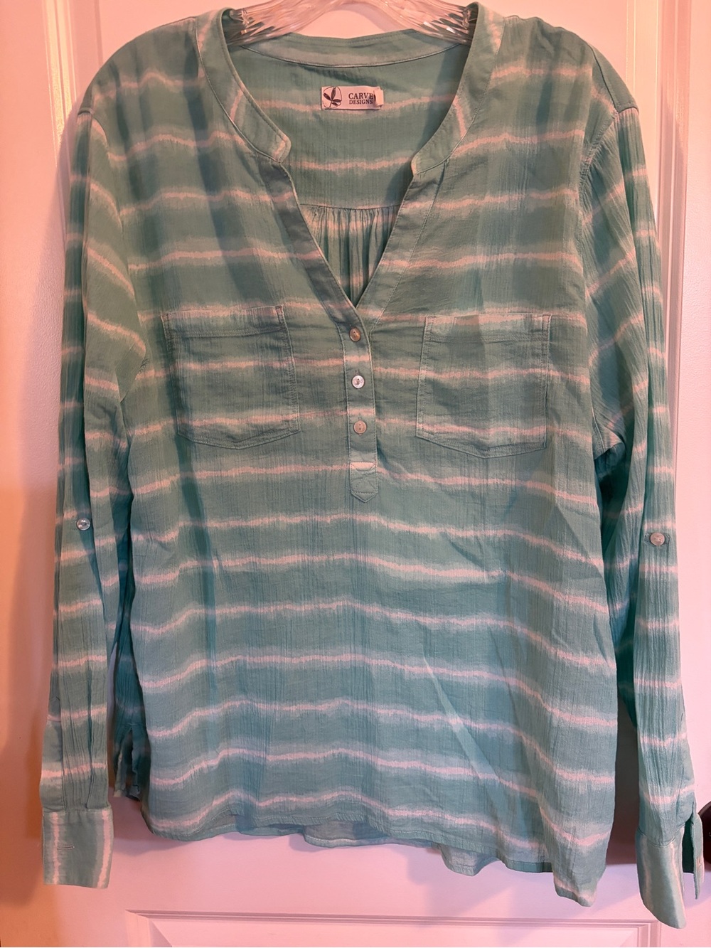 Carve Designs Mint and White Striped Tunic